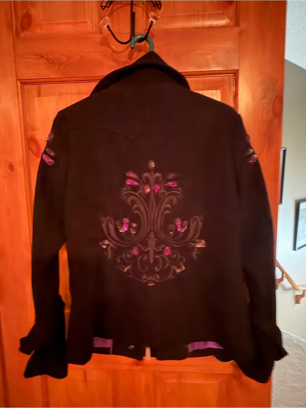 Black Gorgeous Bejewelled Women's Blazer with Pink Accents